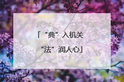 “典”入机关 “法”润人心