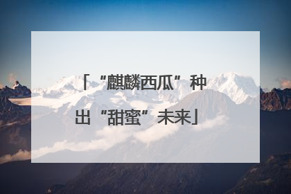 “麒麟西瓜”种出“甜蜜”未来