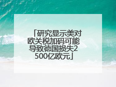 研究显示美对欧关税加码可能导致德国损失2500亿欧元