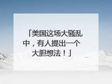 美国这场大骚乱中，有人提出一个大胆想法！