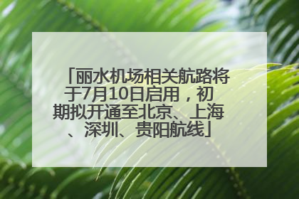 丽水机场相关航路将于7月10日启用，初期拟开通至北京、上海、深圳、贵阳航线