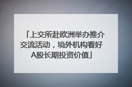 上交所赴欧洲举办推介交流活动，境外机构看好A股长期投资价值