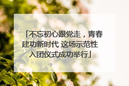 不忘初心跟党走，青春建功新时代 这场示范性入团仪式成功举行
