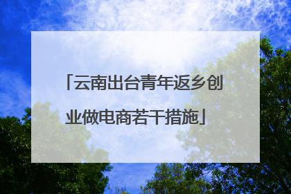 云南出台青年返乡创业做电商若干措施