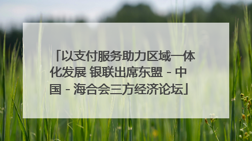 以支付服务助力区域一体化发展 银联出席东盟－中国－海合会三方经济论坛