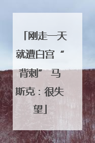 刚走一天就遭白宫“背刺” 马斯克：很失望