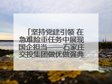 坚持党建引领 在急难险重任务中展现国企担当——石家庄交投集团做优做强典型报道之一
