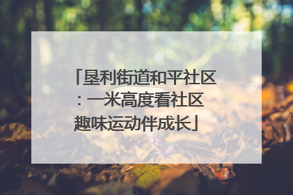 垦利街道和平社区：一米高度看社区 趣味运动伴成长