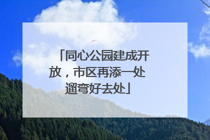 同心公园建成开放，市区再添一处遛弯好去处