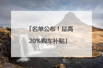 名单公布！最高20%购车补贴
