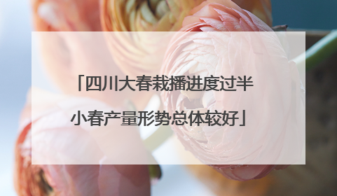 四川大春栽播进度过半 小春产量形势总体较好