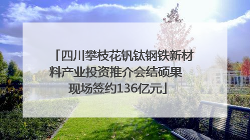 四川攀枝花钒钛钢铁新材料产业投资推介会结硕果 现场签约136亿元