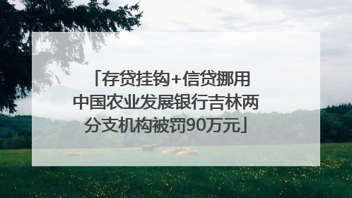 存贷挂钩+信贷挪用 中国农业发展银行吉林两分支机构被罚90万元