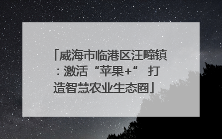 威海市临港区汪疃镇：激活“苹果+” 打造智慧农业生态圈