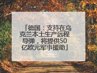 德国：支持在乌克兰本土生产远程导弹，将提供50亿欧元军事援助