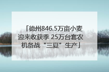 德州846.5万亩小麦迎来收获季 25万台套农机备战“三夏”生产