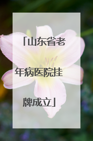山东省老年病医院挂牌成立