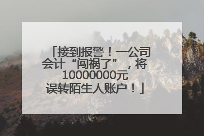接到报警！一公司会计“闯祸了”，将10000000元误转陌生人账户！