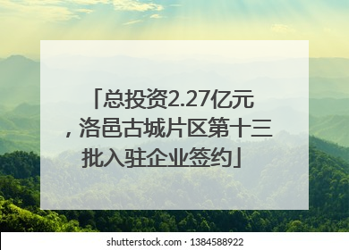 总投资2.27亿元，洛邑古城片区第十三批入驻企业签约