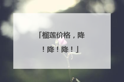 榴莲价格，降！降！降！