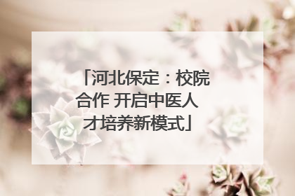 河北保定：校院合作 开启中医人才培养新模式