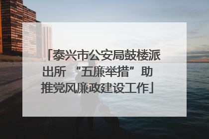 泰兴市公安局鼓楼派出所 “五廉举措”助推党风廉政建设工作