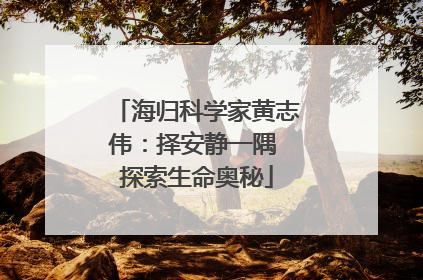 海归科学家黄志伟：择安静一隅 探索生命奥秘
