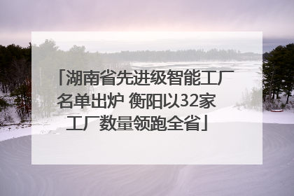 湖南省先进级智能工厂名单出炉 衡阳以32家工厂数量领跑全省
