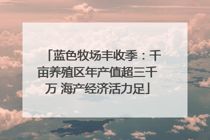 蓝色牧场丰收季：千亩养殖区年产值超三千万 海产经济活力足
