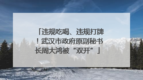 违规吃喝、违规打牌！武汉市政府原副秘书长周大鸿被“双开”