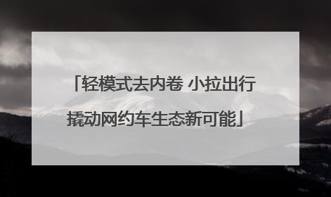 轻模式去内卷 小拉出行撬动网约车生态新可能
