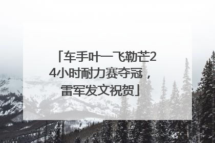 车手叶一飞勒芒24小时耐力赛夺冠，雷军发文祝贺