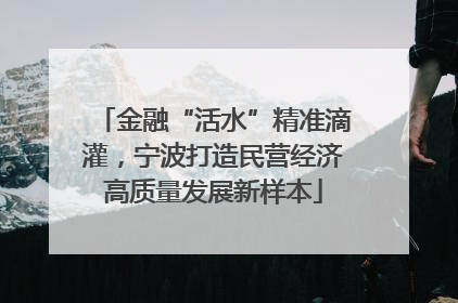 金融“活水”精准滴灌，宁波打造民营经济高质量发展新样本