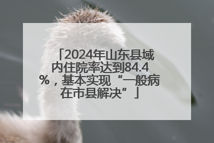 2024年山东县域内住院率达到84.4%，基本实现“一般病在市县解决”