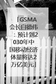 GSMA会长白德伟：预计到2030年中国移动经济体量将达2万亿美元